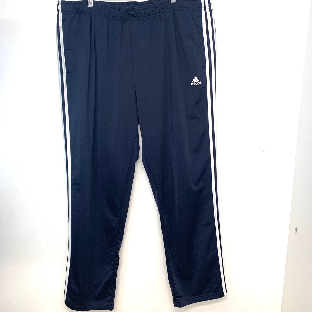 Adidas‎ Mens 3 Stripe Track Pants Navy Blue 3XLT Athletic Sportswear Joggers 33"